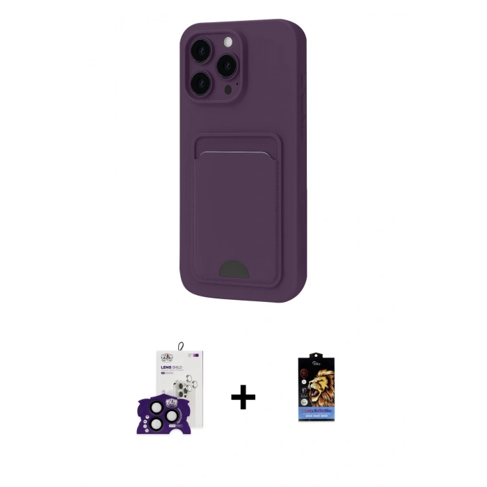 MARSİLYAN™- iPhone 16 Pro Max Kılıf Vadi Çizgi Prime - Siyah Buffer Hayalet Cam Ekran Koruyucu + Siyah Bilvis Titan Kamera Lens