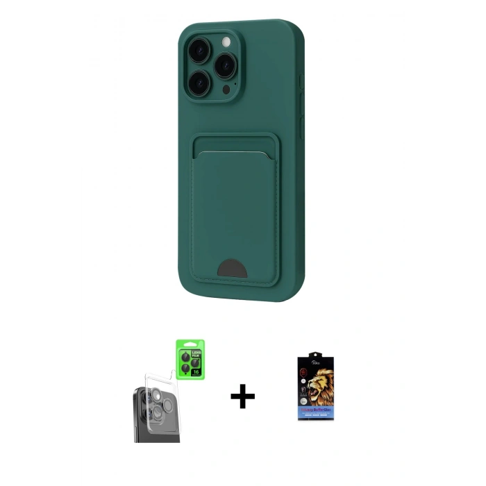 MARSİLYAN™- iPhone 16 Pro Max Kılıf Vadi Çizgi Prime - Siyah Buffer Hayalet Cam Ekran Koruyucu + Raze Metal Kamera Lens - SH
