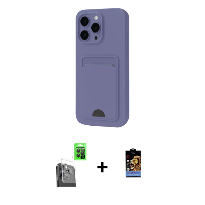 MARSİLYAN™- iPhone 16 Pro Max Kılıf Vadi Çizgi Prime - Siyah Buffer Hayalet Cam Ekran Koruyucu + Raze Metal Kamera Lens - SH