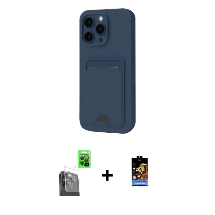 MARSİLYAN™- iPhone 16 Pro Max Kılıf Vadi Çizgi Prime - Siyah Buffer Hayalet Cam Ekran Koruyucu + Raze Metal Kamera Lens - SH