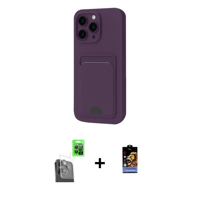 MARSİLYAN™- iPhone 16 Pro Max Kılıf Vadi Çizgi Prime - Siyah Buffer Hayalet Cam Ekran Koruyucu + Raze Metal Kamera Lens - SH