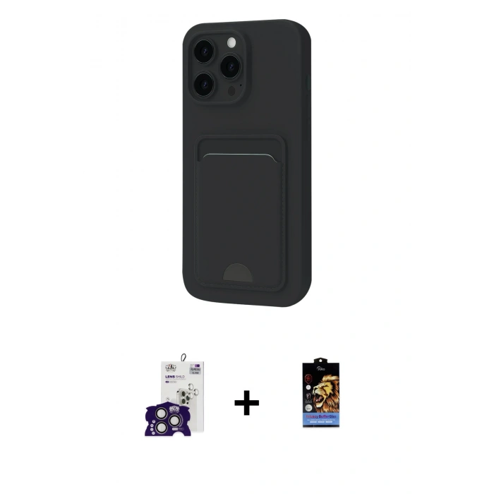 MARSİLYAN™- iPhone 16 Pro Max Kılıf Vadi Çizgi Prime - Siyah Buffer Hayalet Cam Ekran Koruyucu + Bilvis Titan Kamera Lens - TMGI