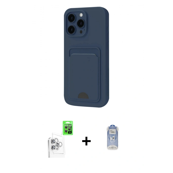 MARSİLYAN™- iPhone 16 Pro Max Kılıf Vadi Çizgi Prime - Siyah Joko Magic 5D Cam + Raze Metal Kamera Lens - BZ