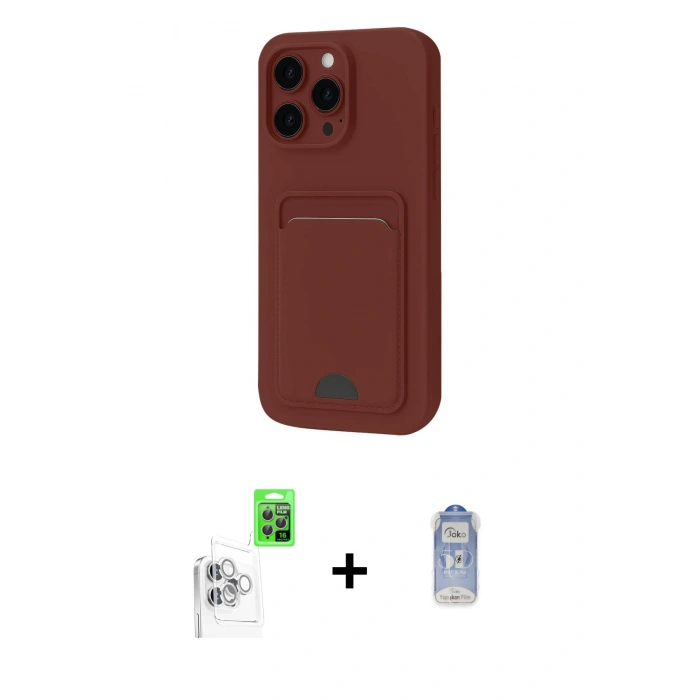 MARSİLYAN™- iPhone 16 Pro Max Kılıf Vadi Çizgi Prime - Siyah Joko Magic 5D Cam + Raze Metal Kamera Lens - BZ