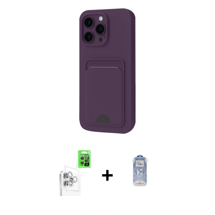 MARSİLYAN™- iPhone 16 Pro Max Kılıf Vadi Çizgi Prime - Siyah Joko Magic 5D Cam + Raze Metal Kamera Lens - BZ