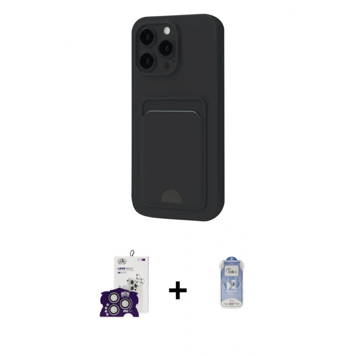 MARSİLYAN™- iPhone 16 Pro Max Kılıf Vadi Çizgi Prime - Siyah Joko Magic 5D Cam + Bilvis Titan Kamera Lens - GS