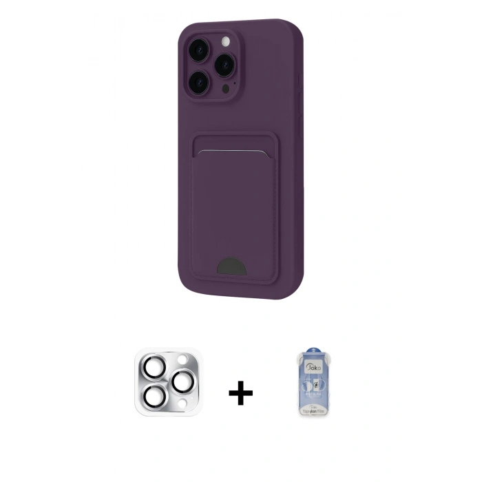 MARSİLYAN™- iPhone 16 Pro Max Kılıf Vadi Çizgi Prime - Siyah Joko Magic 5D Cam + Pers Alüminyum Kamera Lens - GS