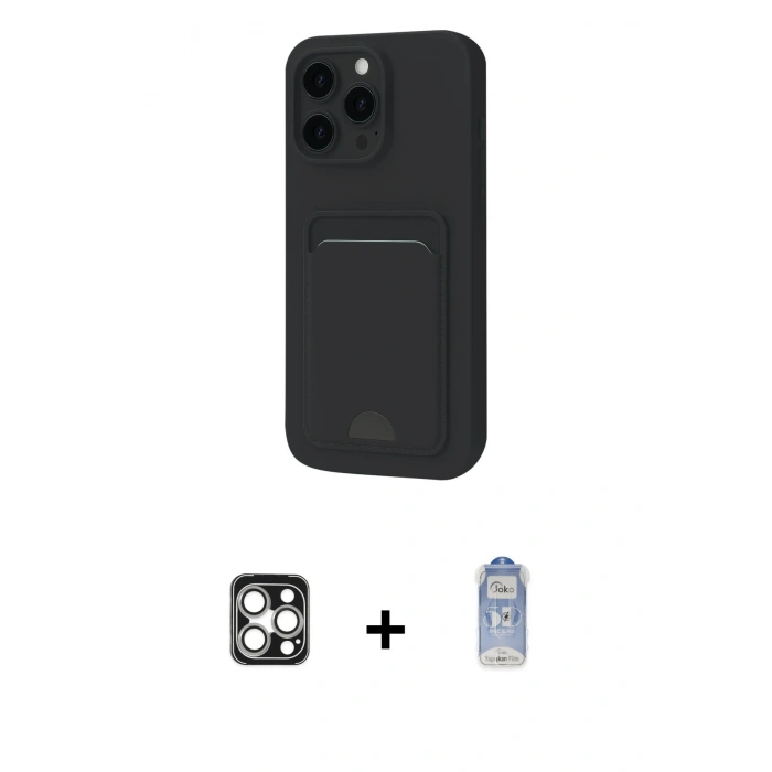 MARSİLYAN™- iPhone 16 Pro Max Kılıf Vadi Çizgi Prime - Siyah Joko Magic 5D Cam + PVD Metal Kamera Lens - GS