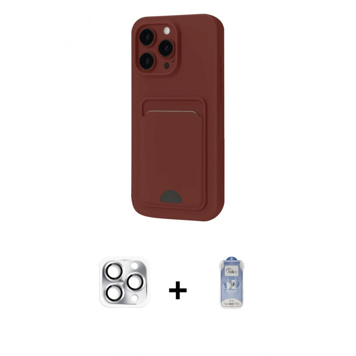 MARSİLYAN™- iPhone 16 Pro Max Kılıf Vadi Çizgi Prime - Siyah Joko Magic 5D Cam + Pers Alüminyum Kamera Lens - GS