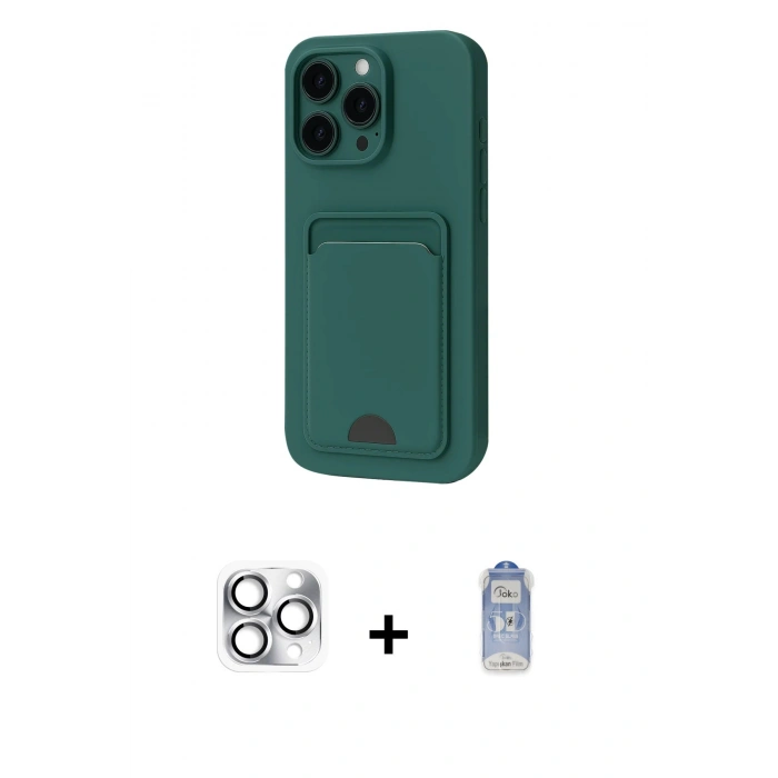 MARSİLYAN™- iPhone 16 Pro Max Kılıf Vadi Çizgi Prime - Siyah Joko Magic 5D Cam + Pers Alüminyum Kamera Lens - GS