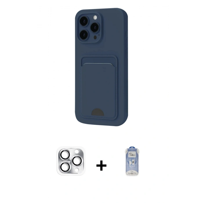 MARSİLYAN™- iPhone 16 Pro Max Kılıf Vadi Çizgi Prime - Siyah Joko Magic 5D Cam + Pers Alüminyum Kamera Lens - GS