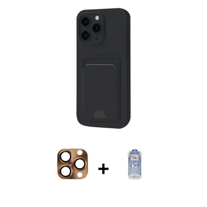 MARSİLYAN™- iPhone 16 Pro Max Kılıf Vadi Çizgi Prime - Siyah Joko Magic 5D Cam + Pers Alüminyum Kamera Lens - CLTM