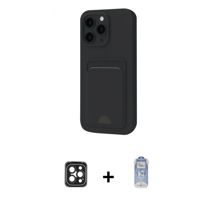 MARSİLYAN™- iPhone 16 Pro Max Kılıf Vadi Çizgi Prime - Siyah Joko Magic 5D Cam + PVD Metal Kamera Lens - SH