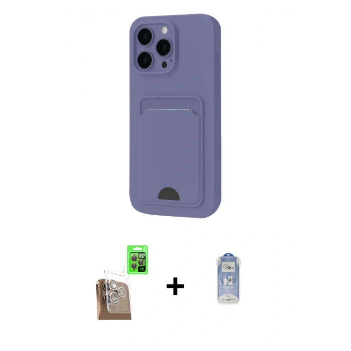 MARSİLYAN™- iPhone 16 Pro Max Kılıf Vadi Çizgi Prime - Siyah Joko Magic 5D Cam + Raze Metal Kamera Lens - CLTM
