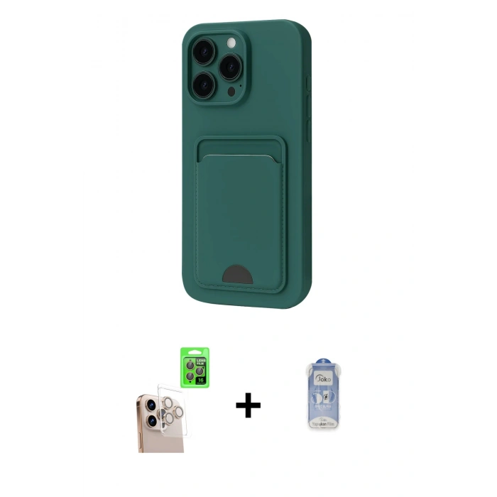 MARSİLYAN™- iPhone 16 Pro Max Kılıf Vadi Çizgi Prime - Siyah Joko Magic 5D Cam + Raze Metal Kamera Lens - NLGY