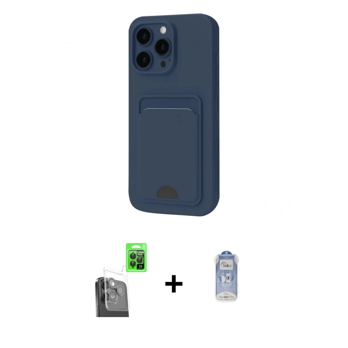 MARSİLYAN™- iPhone 16 Pro Max Kılıf Vadi Çizgi Prime - Siyah Joko Magic 5D Cam + Raze Metal Kamera Lens - SH