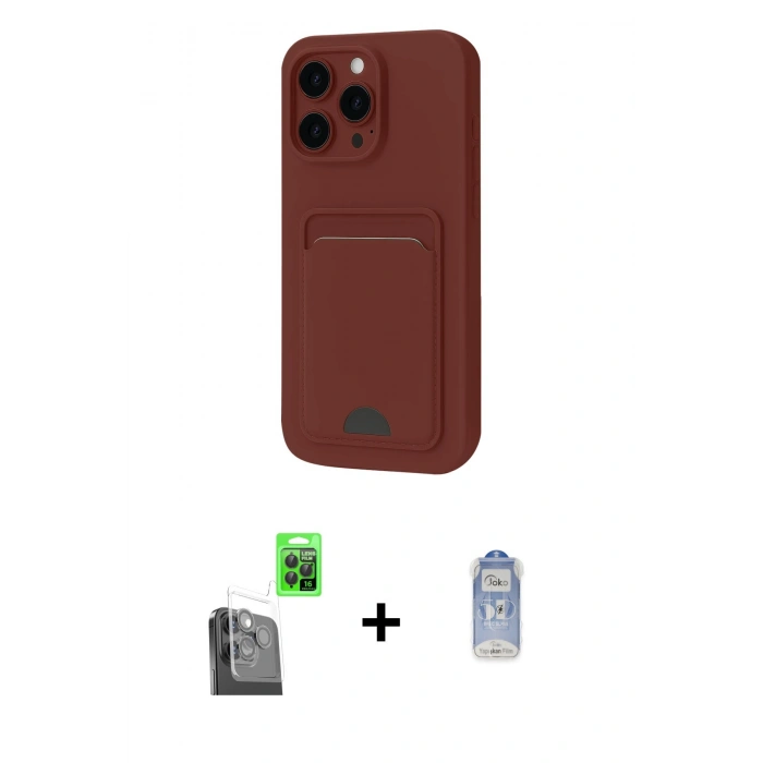 MARSİLYAN™- iPhone 16 Pro Max Kılıf Vadi Çizgi Prime - Siyah Joko Magic 5D Cam + Raze Metal Kamera Lens - SH