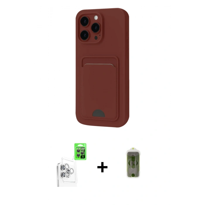 MARSİLYAN™- iPhone 16 Pro Max Kılıf Vadi Çizgi Prime - Siyah Joko Magic 5D Hayalet Cam + Beyaz Raze Metal Kamera Lens