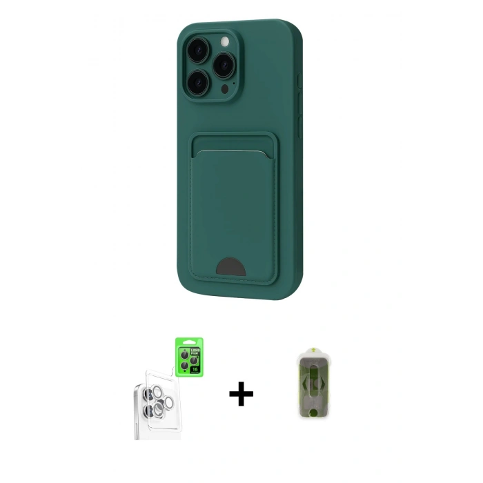 MARSİLYAN™- iPhone 16 Pro Max Kılıf Vadi Çizgi Prime - Siyah Joko Magic 5D Hayalet Cam + Beyaz Raze Metal Kamera Lens