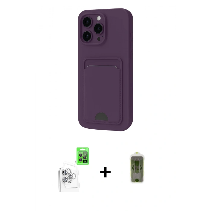 MARSİLYAN™- iPhone 16 Pro Max Kılıf Vadi Çizgi Prime - Siyah Joko Magic 5D Hayalet Cam + Beyaz Raze Metal Kamera Lens