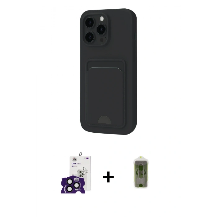 MARSİLYAN™- iPhone 16 Pro Max Kılıf Vadi Çizgi Prime - Siyah Joko Magic 5D Hayalet Cam + Bilvis Titan Kamera Lens - SH