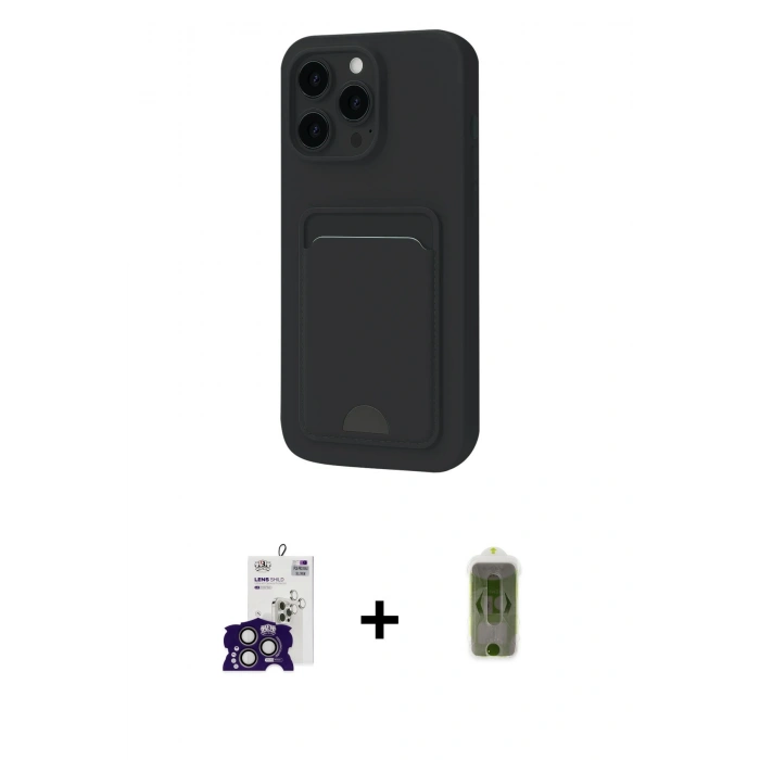 MARSİLYAN™- iPhone 16 Pro Max Kılıf Vadi Çizgi Prime - Siyah Joko Magic 5D Hayalet Cam + Bilvis Titan Kamera Lens - TMGI