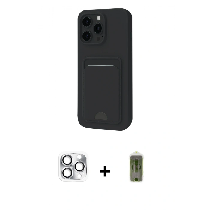 MARSİLYAN™- iPhone 16 Pro Max Kılıf Vadi Çizgi Prime - Siyah Joko Magic 5D Hayalet Cam + Gümüş Pers Alüminyum Kamera Lens