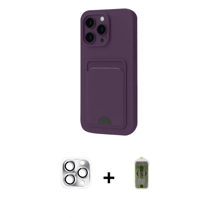 MARSİLYAN™- iPhone 16 Pro Max Kılıf Vadi Çizgi Prime - Siyah Joko Magic 5D Hayalet Cam + Gümüş Pers Alüminyum Kamera Lens