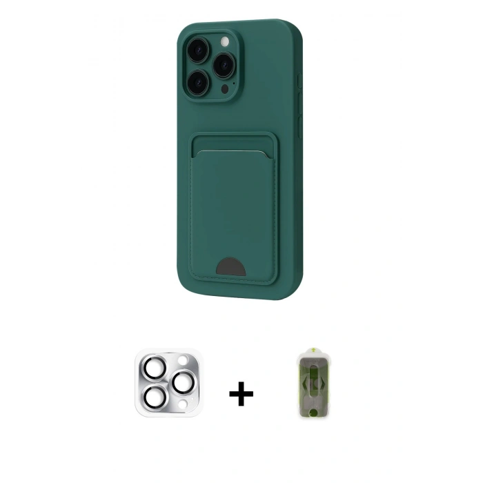 MARSİLYAN™- iPhone 16 Pro Max Kılıf Vadi Çizgi Prime - Siyah Joko Magic 5D Hayalet Cam + Gümüş Pers Alüminyum Kamera Lens