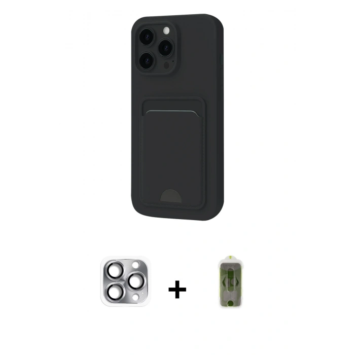 MARSİLYAN™- iPhone 16 Pro Max Kılıf Vadi Çizgi Prime - Siyah Joko Magic 5D Hayalet Cam + Pers Alüminyum Kamera Lens - GI