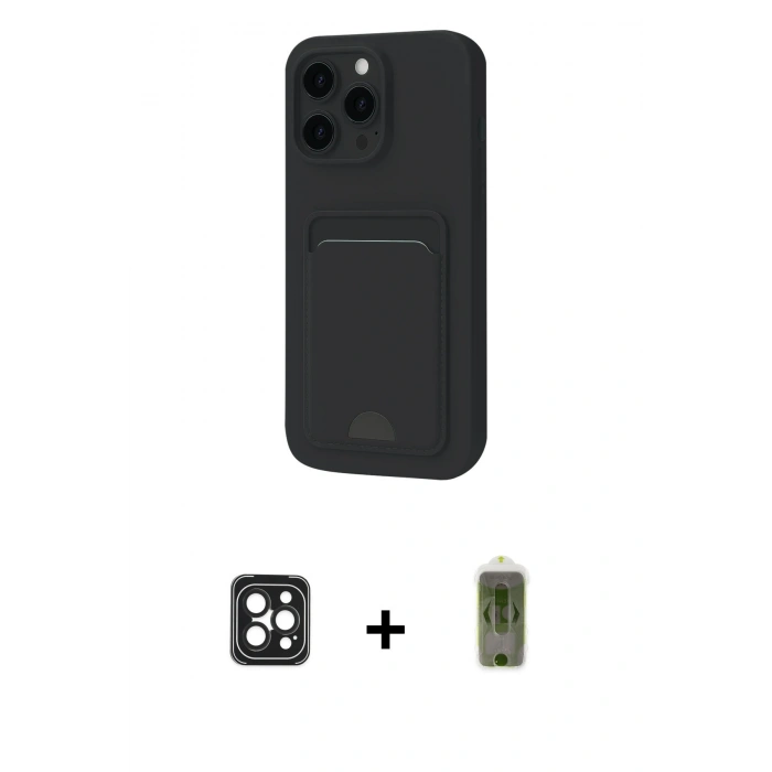 MARSİLYAN™- iPhone 16 Pro Max Kılıf Vadi Çizgi Prime - Siyah Joko Magic 5D Hayalet Cam + PVD Metal Kamera Lens - SH