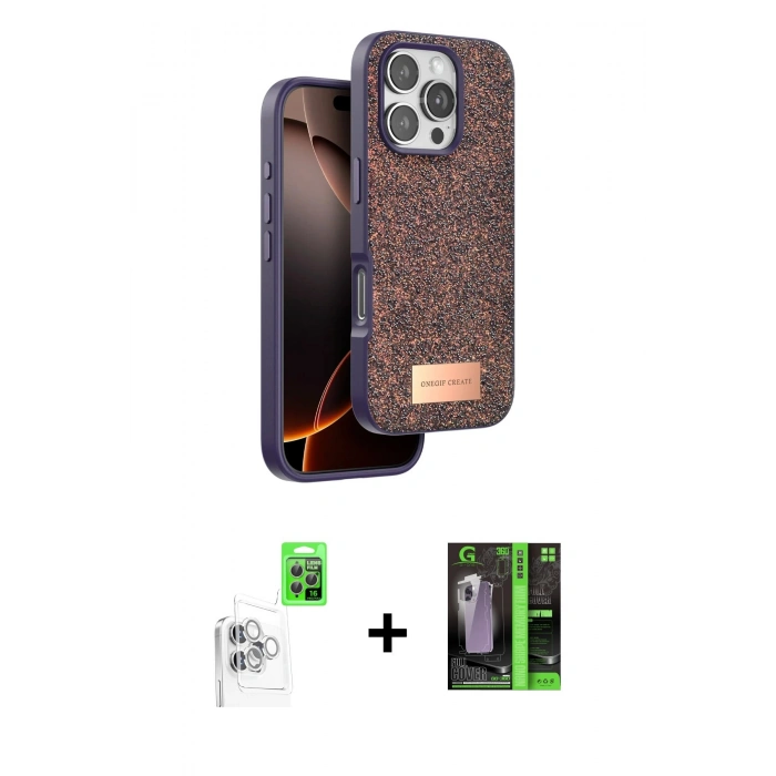 MARSİLYAN™- iPhone 16 Pro Max Kılıf Vadi Klasik Serisi - Şeffaf 360 Full Body Arka Koruyucu + Raze Metal Kamera Lens - BZ