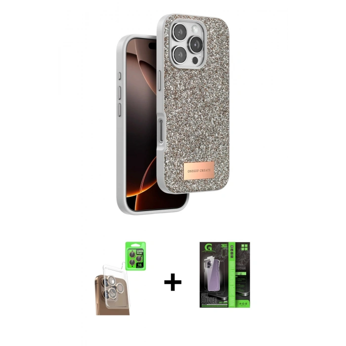 MARSİLYAN™- iPhone 16 Pro Max Kılıf Vadi Klasik Serisi - Şeffaf 360 Full Body Arka Koruyucu + Raze Metal Kamera Lens - CLTM