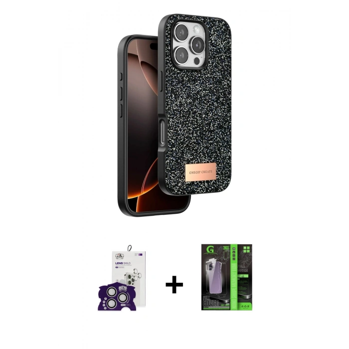 MARSİLYAN™- iPhone 16 Pro Max Kılıf Vadi Klasik Serisi - Şeffaf 360 Full Body Arka Koruyucu + Bilvis Titan Kamera Lens - GS