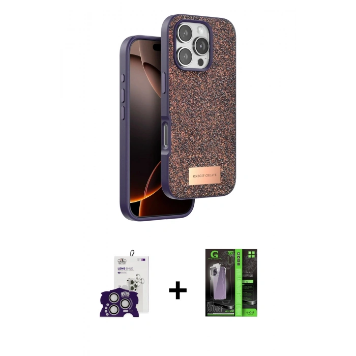 MARSİLYAN™- iPhone 16 Pro Max Kılıf Vadi Klasik Serisi - Şeffaf 360 Full Body Arka Koruyucu + Bilvis Titan Kamera Lens - GS