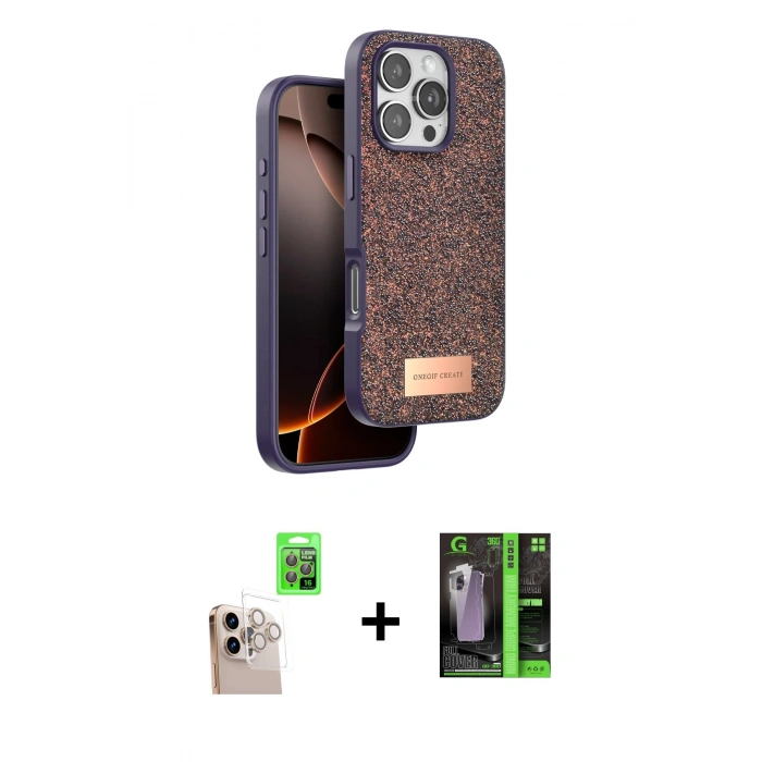 MARSİLYAN™- iPhone 16 Pro Max Kılıf Vadi Klasik Serisi - Şeffaf 360 Full Body Arka Koruyucu + Raze Metal Kamera Lens - NLGY