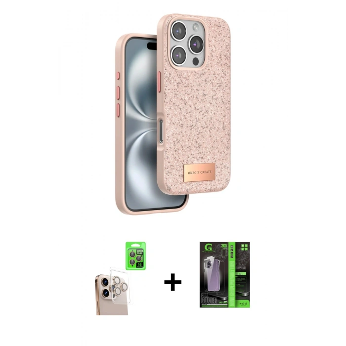 MARSİLYAN™- iPhone 16 Pro Max Kılıf Vadi Klasik Serisi - Şeffaf 360 Full Body Arka Koruyucu + Raze Metal Kamera Lens - NLGY