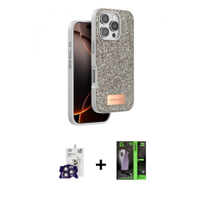 MARSİLYAN™- iPhone 16 Pro Max Kılıf Vadi Klasik Serisi - Şeffaf 360 Full Body Arka Koruyucu + Bilvis Titan Kamera Lens - TMGI