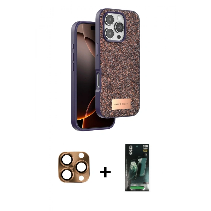 MARSİLYAN™- iPhone 16 Pro Max Kılıf Vadi Klasik Serisi - Siyah 360 Mat Full Body Arka Koruyucu + Pers Alüminyum Kamera Lens - CLTM