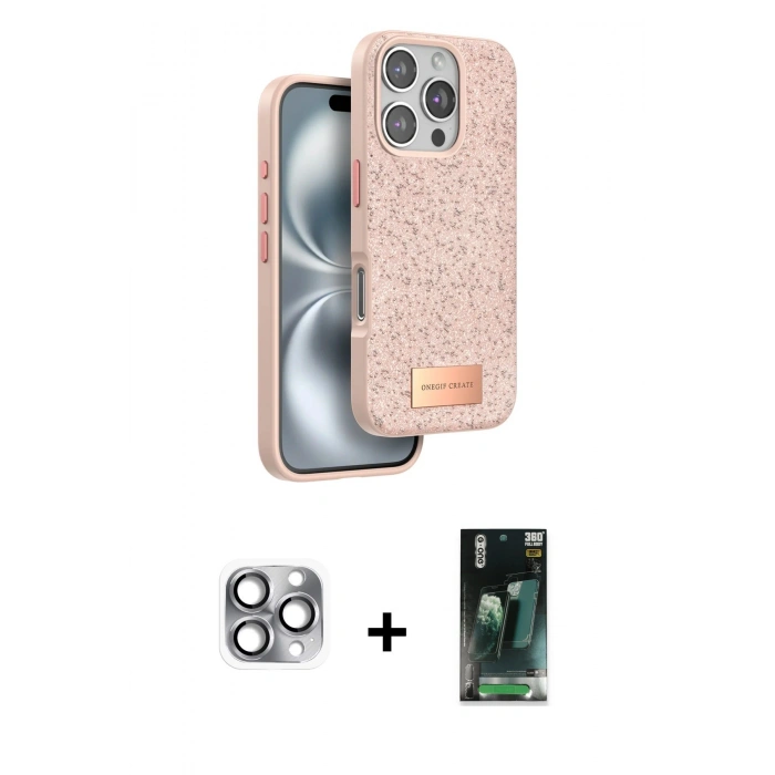 MARSİLYAN™- iPhone 16 Pro Max Kılıf Vadi Klasik Serisi - Siyah 360 Mat Full Body Arka Koruyucu + Pers Alüminyum Kamera Lens - GI