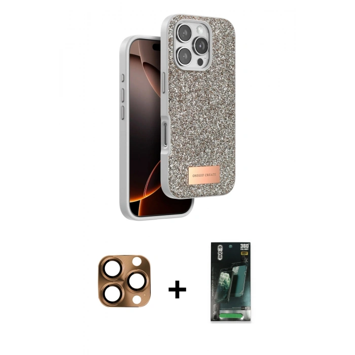 MARSİLYAN™- iPhone 16 Pro Max Kılıf Vadi Klasik Serisi - Siyah 360 Mat Full Body Arka Koruyucu + Pers Alüminyum Kamera Lens - CLTM
