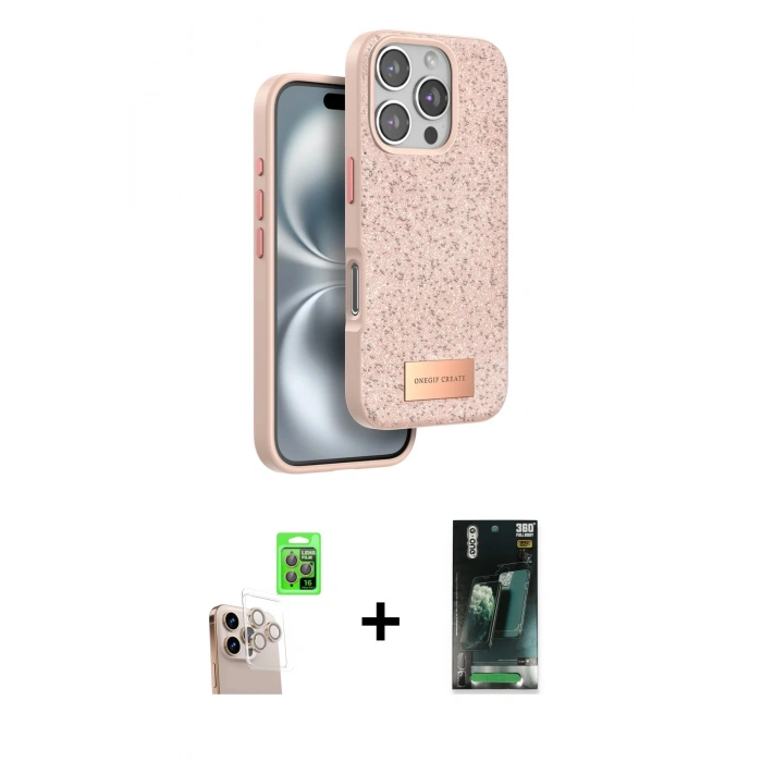 MARSİLYAN™- iPhone 16 Pro Max Kılıf Vadi Klasik Serisi - Siyah 360 Mat Full Body Arka Koruyucu + Raze Metal Kamera Lens - NLGY