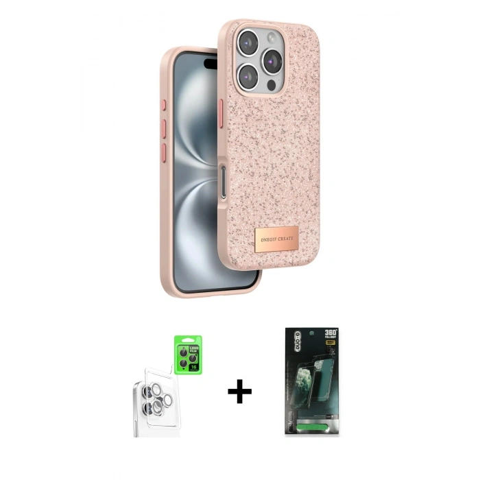 MARSİLYAN™- iPhone 16 Pro Max Kılıf Vadi Klasik Serisi - Siyah 360 Mat Full Body Arka Koruyucu + Raze Metal Kamera Lens - BZ