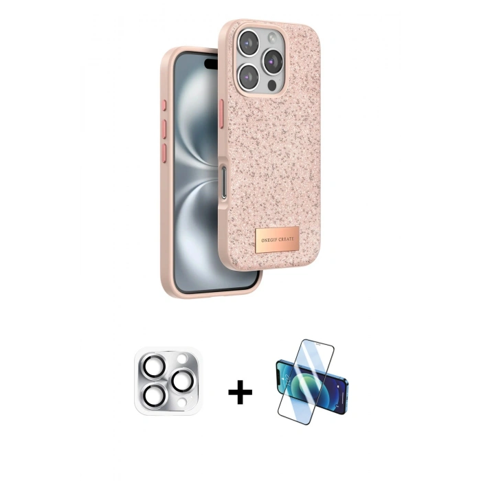 MARSİLYAN™- iPhone 16 Pro Max Kılıf Vadi Klasik Serisi - Siyah 3D Antistatik Cam Ekran Koruyucu + Pers Alüminyum Kamera Lens - GS