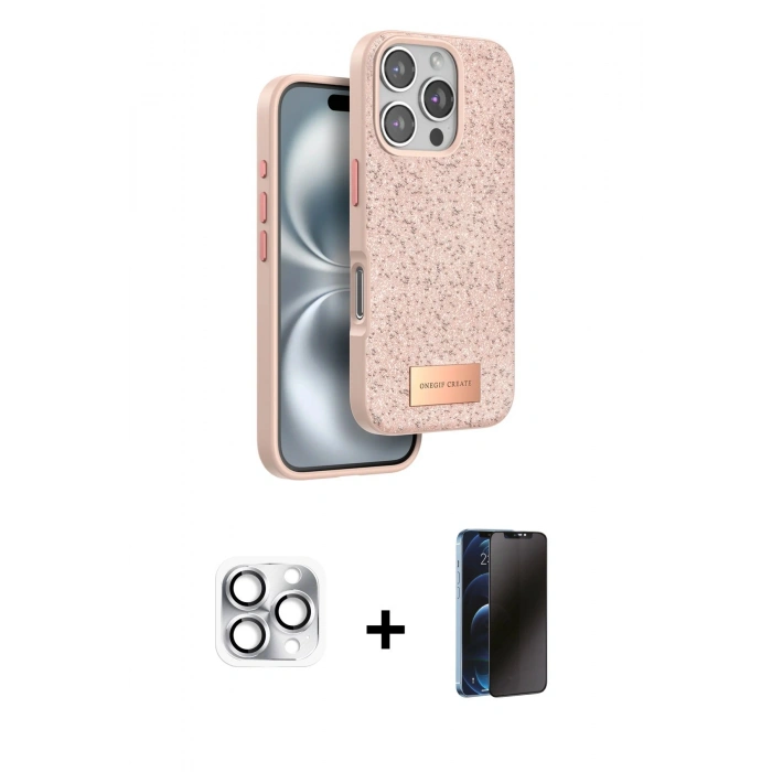 MARSİLYAN™- iPhone 16 Pro Max Kılıf Vadi Klasik Serisi - Siyah 3D Antistatik Hayalet Cam Ekran Koruyucu + Pers Alüminyum Kamera Lens - GS