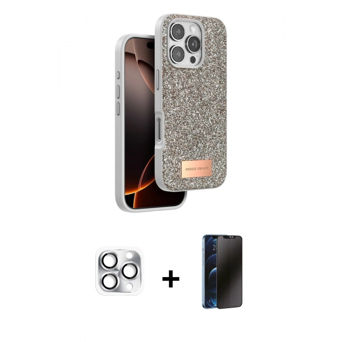 MARSİLYAN™- iPhone 16 Pro Max Kılıf Vadi Klasik Serisi - Siyah 3D Antistatik Hayalet Cam Ekran Koruyucu + Pers Alüminyum Kamera Lens - GS