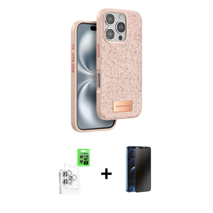 MARSİLYAN™- iPhone 16 Pro Max Kılıf Vadi Klasik Serisi - Siyah 3D Antistatik Hayalet Cam Ekran Koruyucu + Raze Metal Kamera Lens - BZ