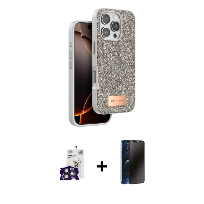 MARSİLYAN™- iPhone 16 Pro Max Kılıf Vadi Klasik Serisi - Siyah 3D Antistatik Hayalet Cam Ekran Koruyucu + Bilvis Titan Kamera Lens - TMGI