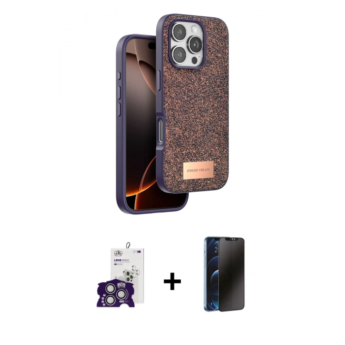 MARSİLYAN™- iPhone 16 Pro Max Kılıf Vadi Klasik Serisi - Siyah 3D Antistatik Hayalet Cam Ekran Koruyucu + Bilvis Titan Kamera Lens - GS