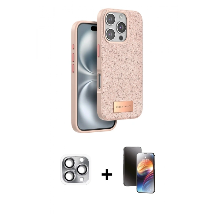 MARSİLYAN™- iPhone 16 Pro Max Kılıf Vadi Klasik Serisi - Siyah 3D Antistatik Mat Seramik Nano Ekran Koruyucu + Pers Alüminyum Kamera Lens - GI